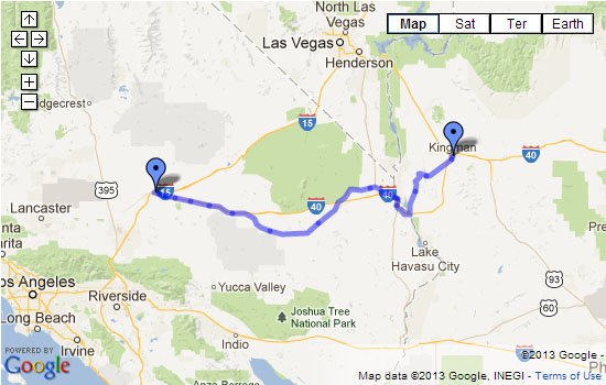Route 66 Map - Kingman, AZ to Barstow, CA