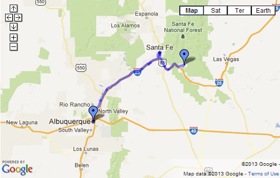 Route 66 Map - Pecos, NM to Padillas, NM